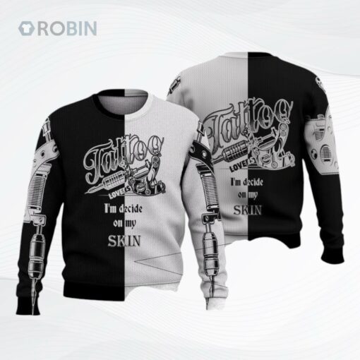 Tattoo Lovers White Black Ugly Christmas Sweater, Sweatshirt