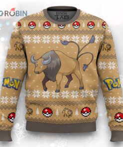 Tauros Ugly Christmas Sweater   Pokemon Gen 1 Holiday Apparel