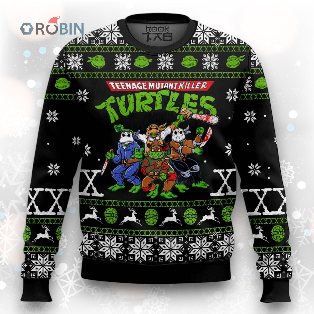 Teenage Mutant Ninja Turtles Horror Halloween Ugly Christmas Sweater Teenage Mutant Ninja Turtles Horror Halloween Ugly Christmas Sweater