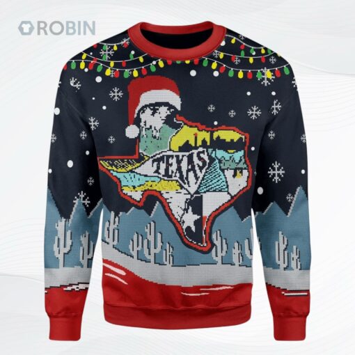 Texas Map All Over Printed Ugly Christmas Sweater