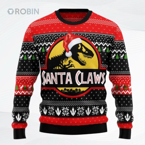 Trex Santa Claws Christmas Ugly Christmas Sweater