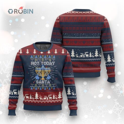 Ugly Christmas Sweater Hanukkah Ugly Christmas Sweater Not Today Santa Chanukah Jewish Festival Jew