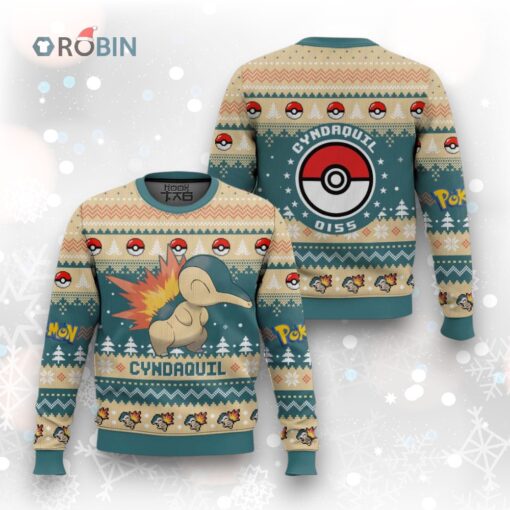 Ugly Christmas Sweater   Pokemon Gen 2 Cyndaquil Design for Holiday Fun