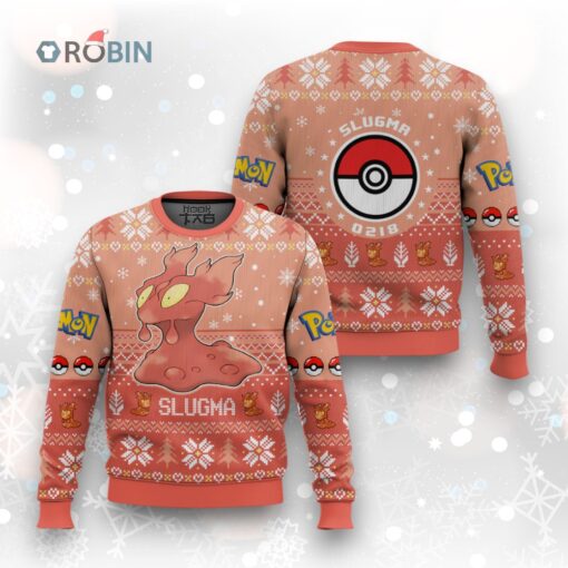 Ugly Christmas Sweater   Pokemon Gen 2 Slugma Design for Holiday Fun