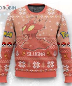 Ugly Christmas Sweater   Pokemon Gen 2 Slugma Design for Holiday Fun Ugly Christmas Sweater   Pokemon Gen 2 Slugma Design for Holiday Fun