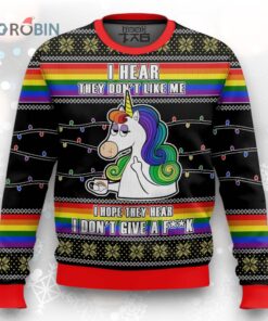 Ugly Christmas Sweater with Colorful LGBT Unicorn Design Ugly Christmas Sweater with Colorful LGBT Unicorn Design
