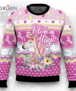 Unicorn Believe In Magic Ugly Christmas Sweater