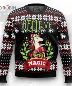 Unicorn Believe In The Magic Ugly Christmas Sweater