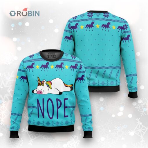 Unicorn Nope Ugly Christmas Sweater