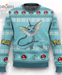 Vaporeon Ugly Christmas Sweater   Pokemon Gen 1 Holiday Design