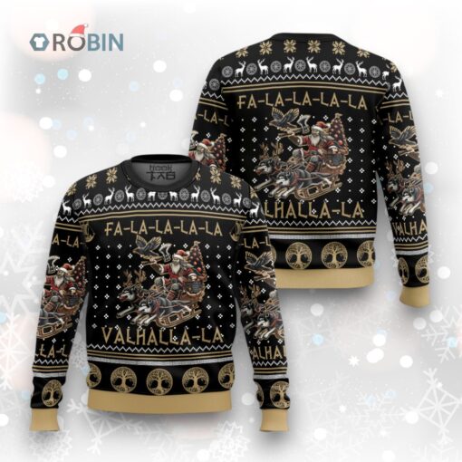 Viking Warrior Sleigh Ride Viking Christmas Sweater   Valhalla Christmas Adventure Viking Ugly Christmas Sweater