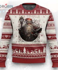 Viking Xmas Ugly Christmas Sweater Deck Valhalla With Skulls Of Glory Santa Yule