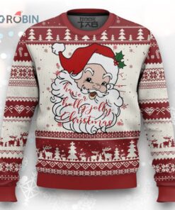 Vintage Christmas Santa Claus Face Xmas Funny Old Fashioned Ugly Christmas Sweater
