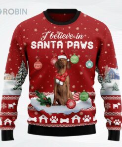 Vizsla I Believe In Santa Paws Christmas Ugly Christmas Sweater