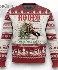 Western Christmas Ugly Christmas Sweater Rodeo Around The Christmas Tree Cowgirl