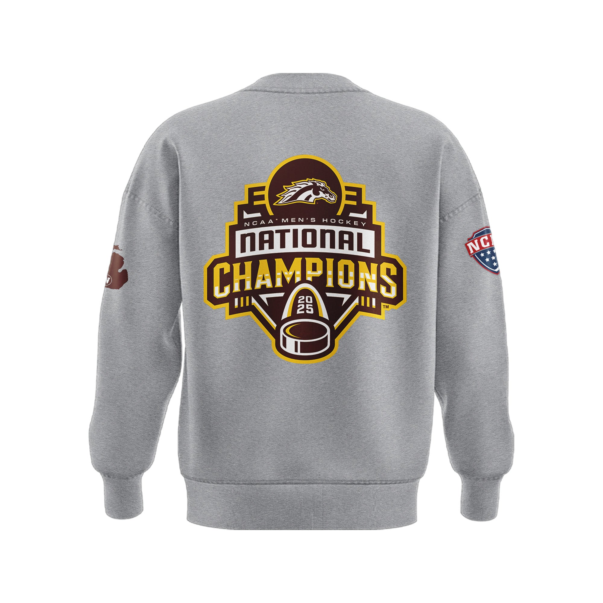 Western Michigan University Broncos Special New National Mens Hockey Champions Grey Sweatshirt Western Michigan University Broncos Special New National Mens Hockey Champions Grey Sweatshirt
