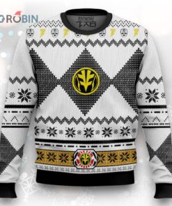 White Mighty Morphin Power Rangers C1   Ugly Christmas Sweater