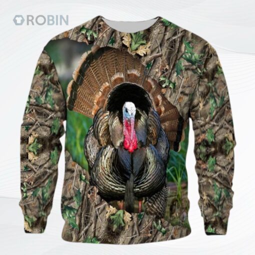 Wild Turkey Camo Hunting Camo Pattern Lht Ugly Christmas Sweater, Sweatshirt