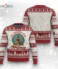 Xmas Book Lover Ugly Christmas Sweater All Booked For Christmas Tree Bookaholic