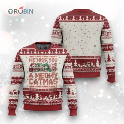 Xmas Cat Ugly Christmas Sweater We Hiss You A Meowy Catmas