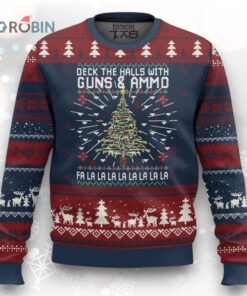 Xmas Gun Lover Ugly Christmas Sweater Deck The Halls With Guns And Ammo
