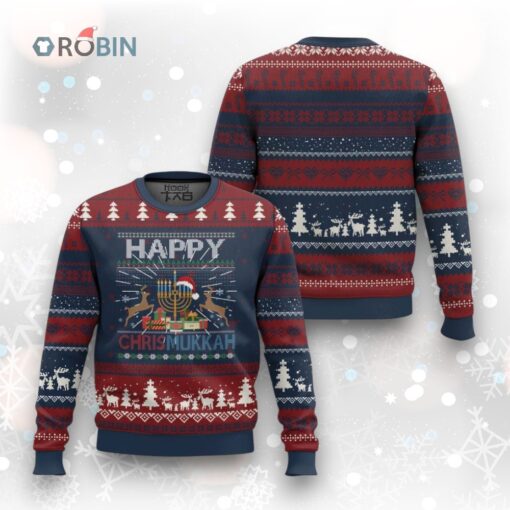 Xmas Hanukkah Ugly Christmas Sweater Happy Chrismukkah Funny Jewish Chanukah