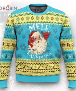 Xmas In Hawaii Ugly Christmas Sweater Mele Kalikimaka Retro Santa Shaka Aloha