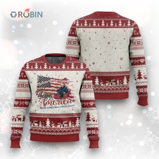 Xmas Trump Ugly Christmas Sweater Believe In The Magic Of America Make Christmas Great Again