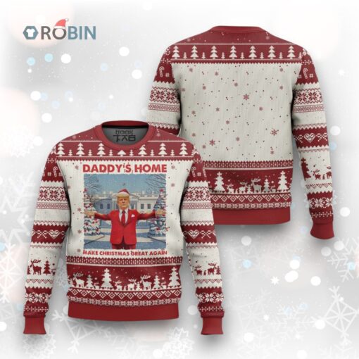Xmas Trump Ugly Christmas Sweater Daddy’s Home Make Christmas Great Again