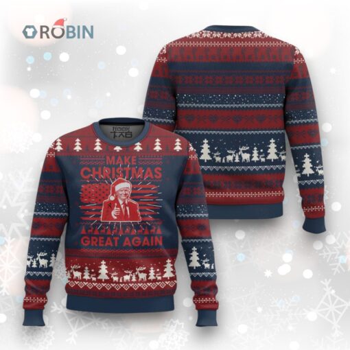 Xmas Trump Ugly Christmas Sweater Funny Santa Trump Make Christmas Great Again Ugly Christmas Sweater