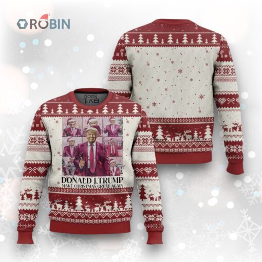 Xmas Trump Ugly Christmas Sweater Pink Trump Era Make Christmas Great Again