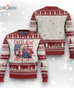 Xmas Trump Vance 2024 Ugly Christmas Sweater I Voting For The Outlaw and The Hillbilly