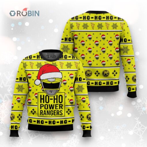 Yellow Ranger Ho Ho Power Rangers Ugly Christmas Sweater