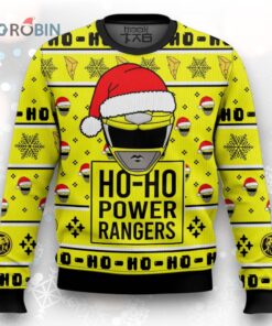 Yellow Ranger Ho Ho Power Rangers Ugly Christmas Sweater