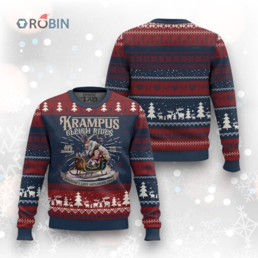Yule Ugly Christmas Sweater Krampus Sleigh Rides For Naughty List Members Only Xmas