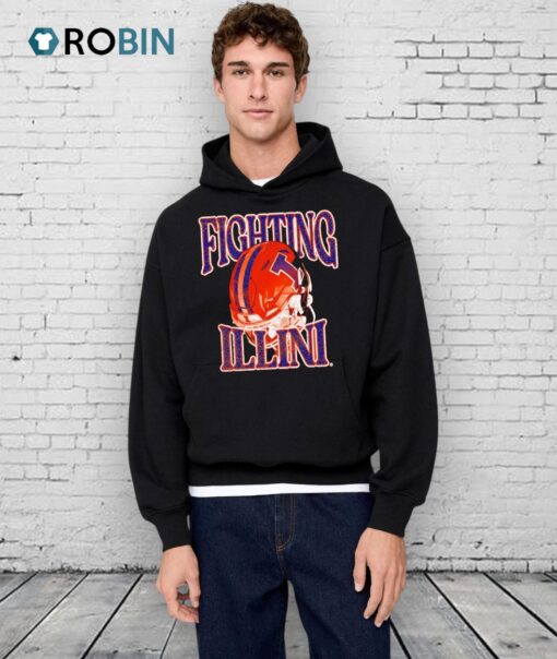 Illinois Football Helmet Orange Shirt