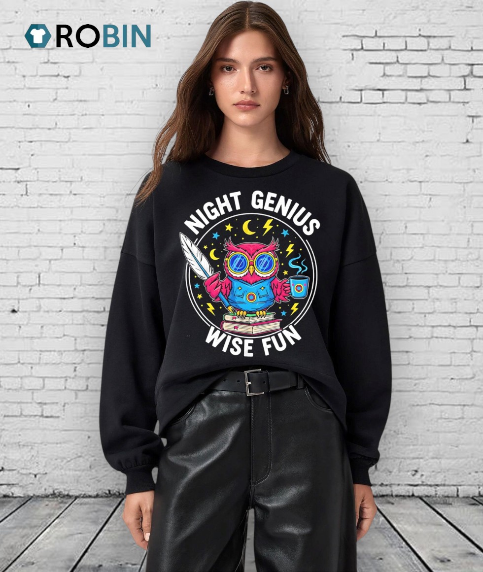 Night Genius Wise Fun Inspiration Owl Shirt Night Genius Wise Fun Inspiration Owl Shirt