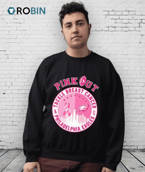 Pink Out Tackle Breast Cancer Philadelphia Eagles Skyline Shirt