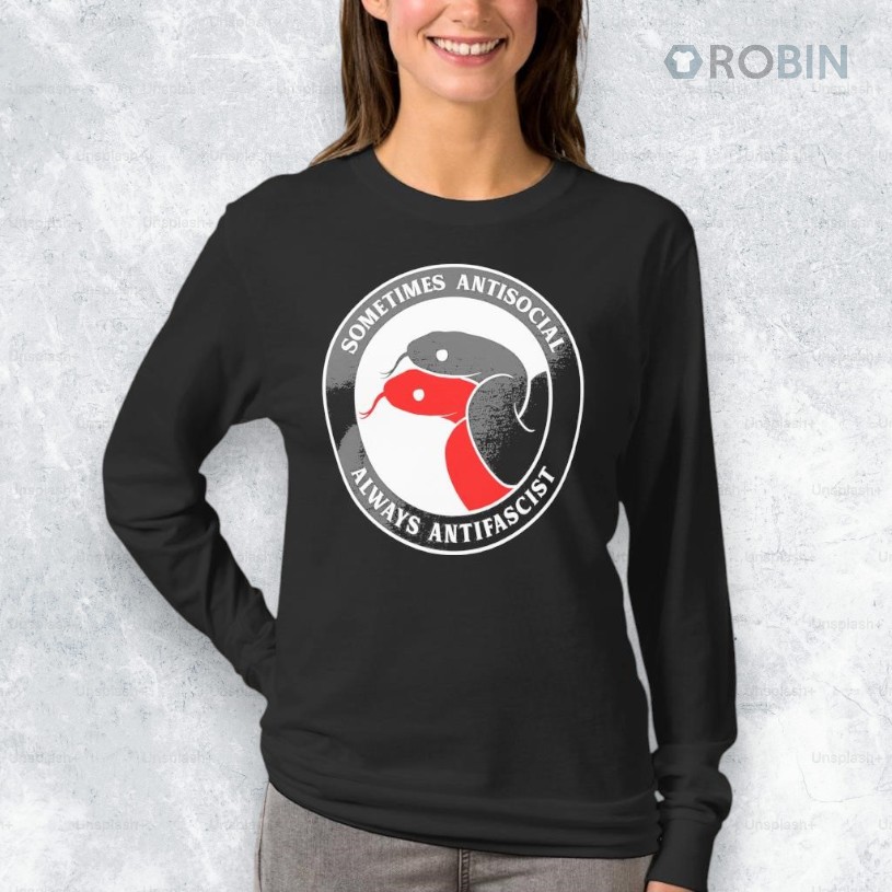 Sometimes Antisocial Always Antifascist Snakes Shirt Sometimes Antisocial Always Antifascist Snakes Shirt