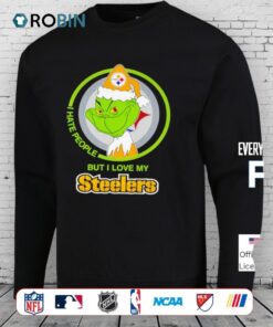 Grinch I Hates People But I Loves My Pittsburgh Steelers Football Xmas 2025 Shirt