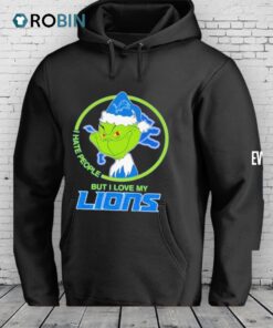 Grinch Santa I Hates People But I Loves My Detroit Lions Football Xmas 2025 Shirt