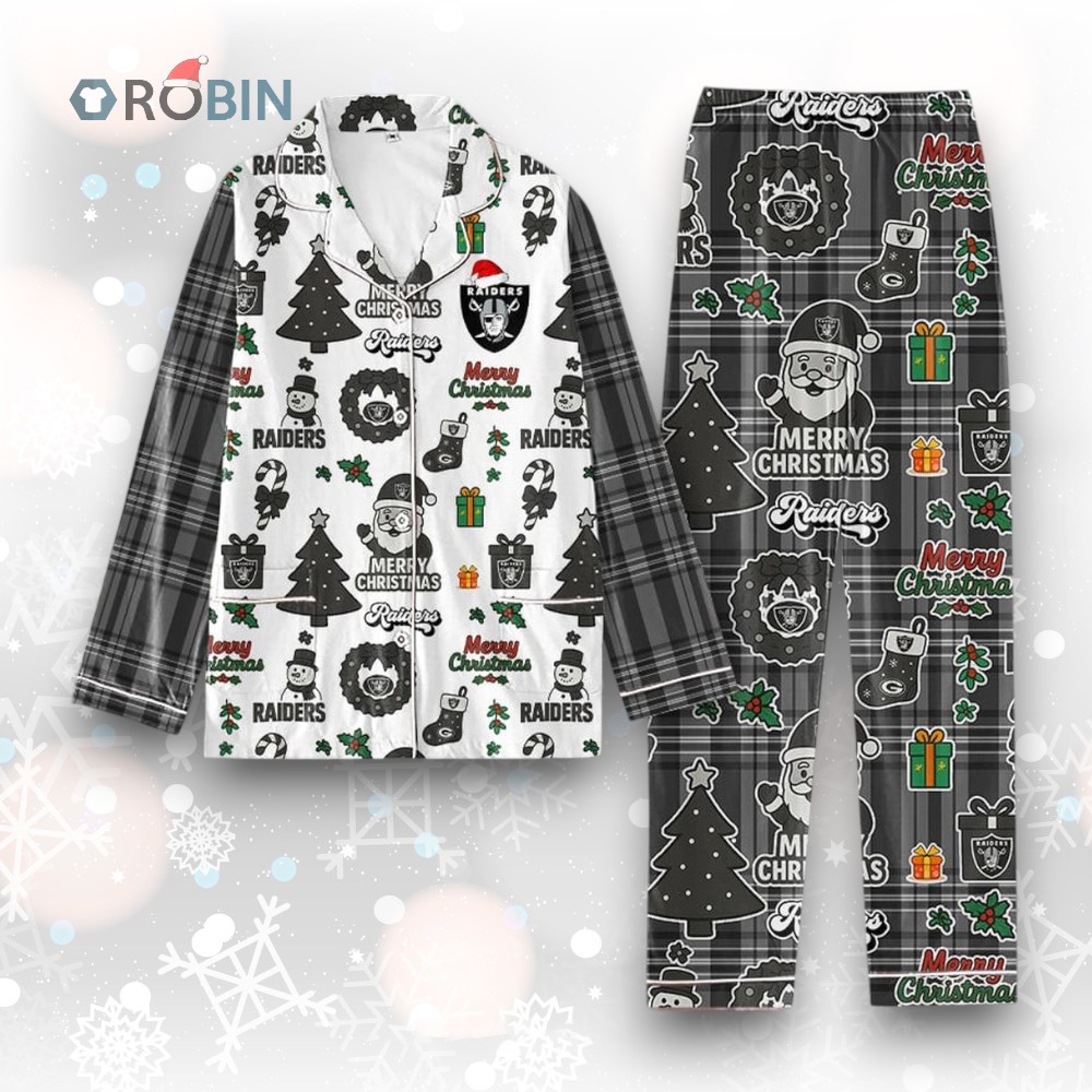 Las Vegas Raiders Merry Christmas Gifts Pajamas Set Las Vegas Raiders Merry Christmas Gifts Pajamas Set