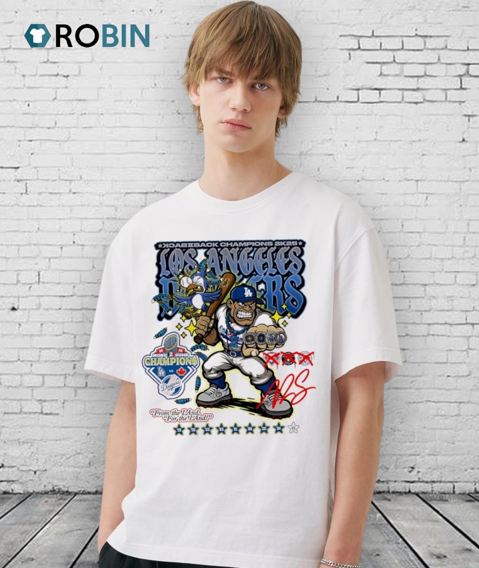 Los Angeles Dodgers Back 2k25 Champions None 2 Some Cartoon Shirt Los Angeles Dodgers Back 2k25 Champions None 2 Some Cartoon Shirt