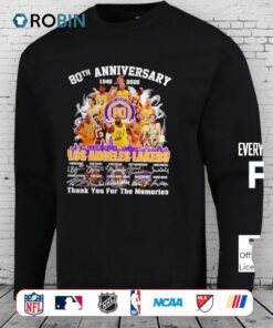Los Angeles Lakers 80th Anniversary 1947 2026 Thank You For The Memories Signatures Shirt