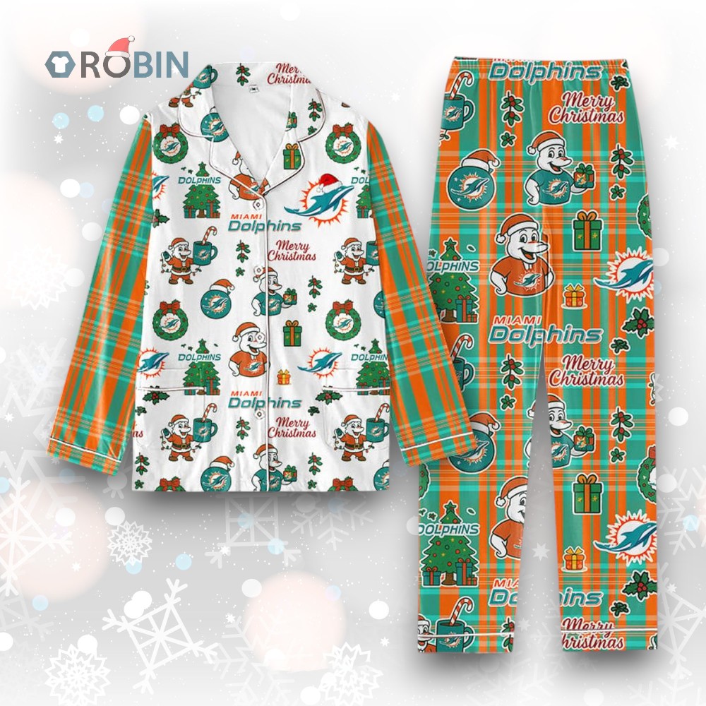 Miami Dolphins Merry Christmas Gifts Pajamas Set Miami Dolphins Merry Christmas Gifts Pajamas Set