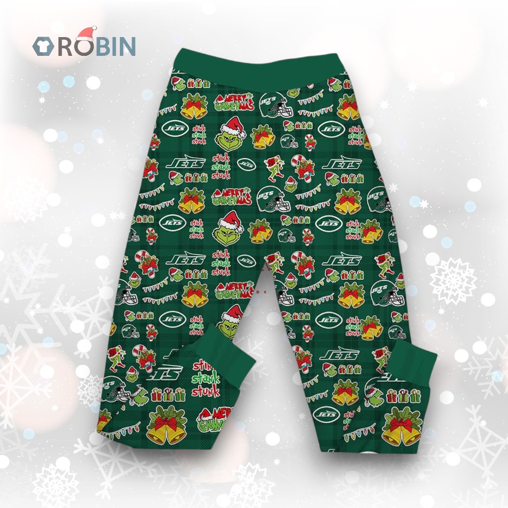 New York Jets They Hate Us Because They Ain't Us Grinch Pajamas Set New York Jets They Hate Us Because They Ain't Us Grinch Pajamas Set