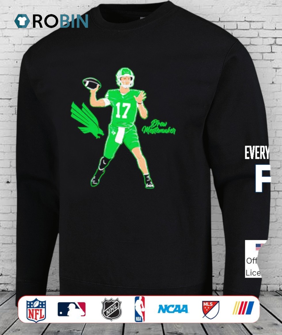North Texas Mean Green Drew Mestemaker #17 Superstar Pose Shirt North Texas Mean Green Drew Mestemaker #17 Superstar Pose Shirt