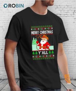 Santa Cowboy Merry Christmas Y’all Ugly Christmas Shirt