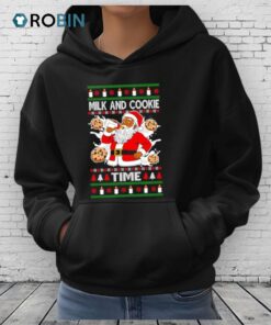 Santa Milk And Cookie Time Ugly Christmas Shirt