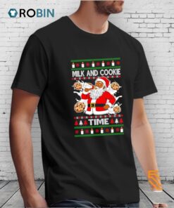 Santa Milk And Cookie Time Ugly Christmas Shirt